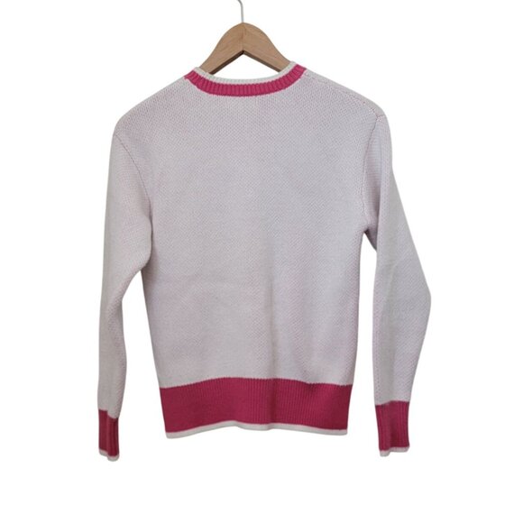 Juicy Couture JUICY Pink & White Acrylic Knit Crewneck Sweater Sz XS - Picture 2 of 8